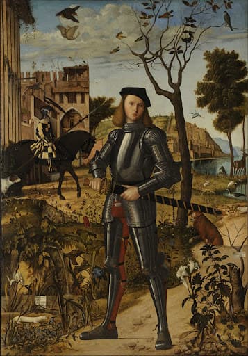 Jeune chevalier dans un paysage